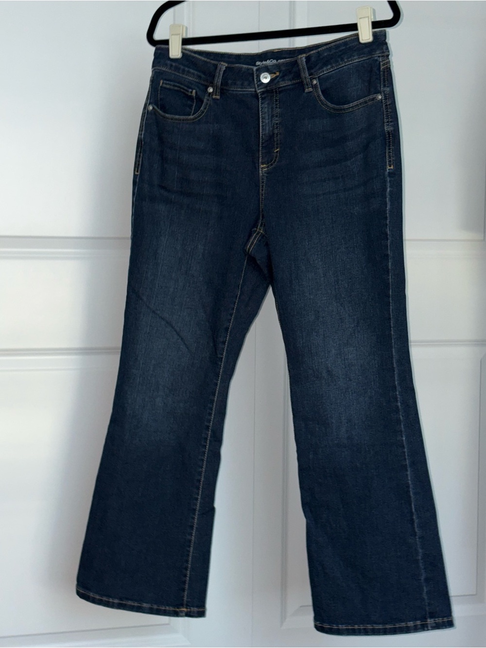Women's Dark Wash Mid-Rise Curvy Bootcut Jeans size 12P